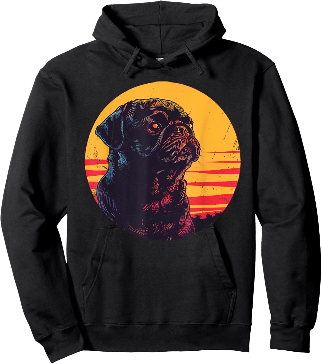 Retro Vintage Pug Christmas Birthday Gift Pug Dog Owner Women Kids Hoodie - Hoodie | Black