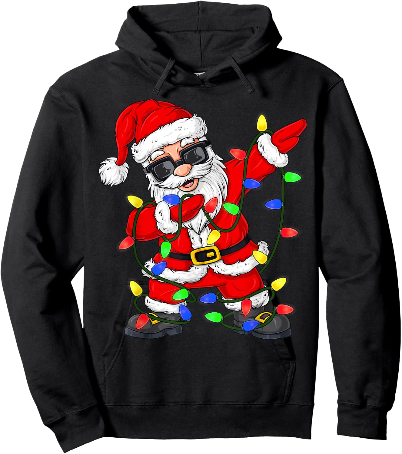 Dabbing Santa Claus Christmas Tree Lights Boys Kids Dab Xmas Hoodie - Hoodie | Black