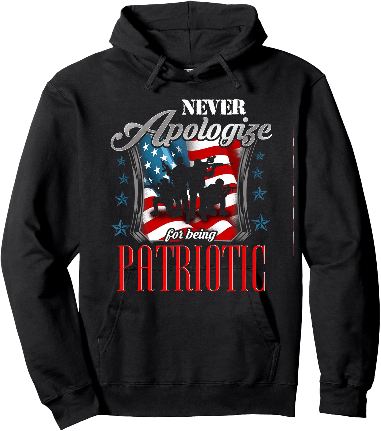 LongshanksTees Never Apologize For Being Patriotic Hoodie - Hoodie | Black