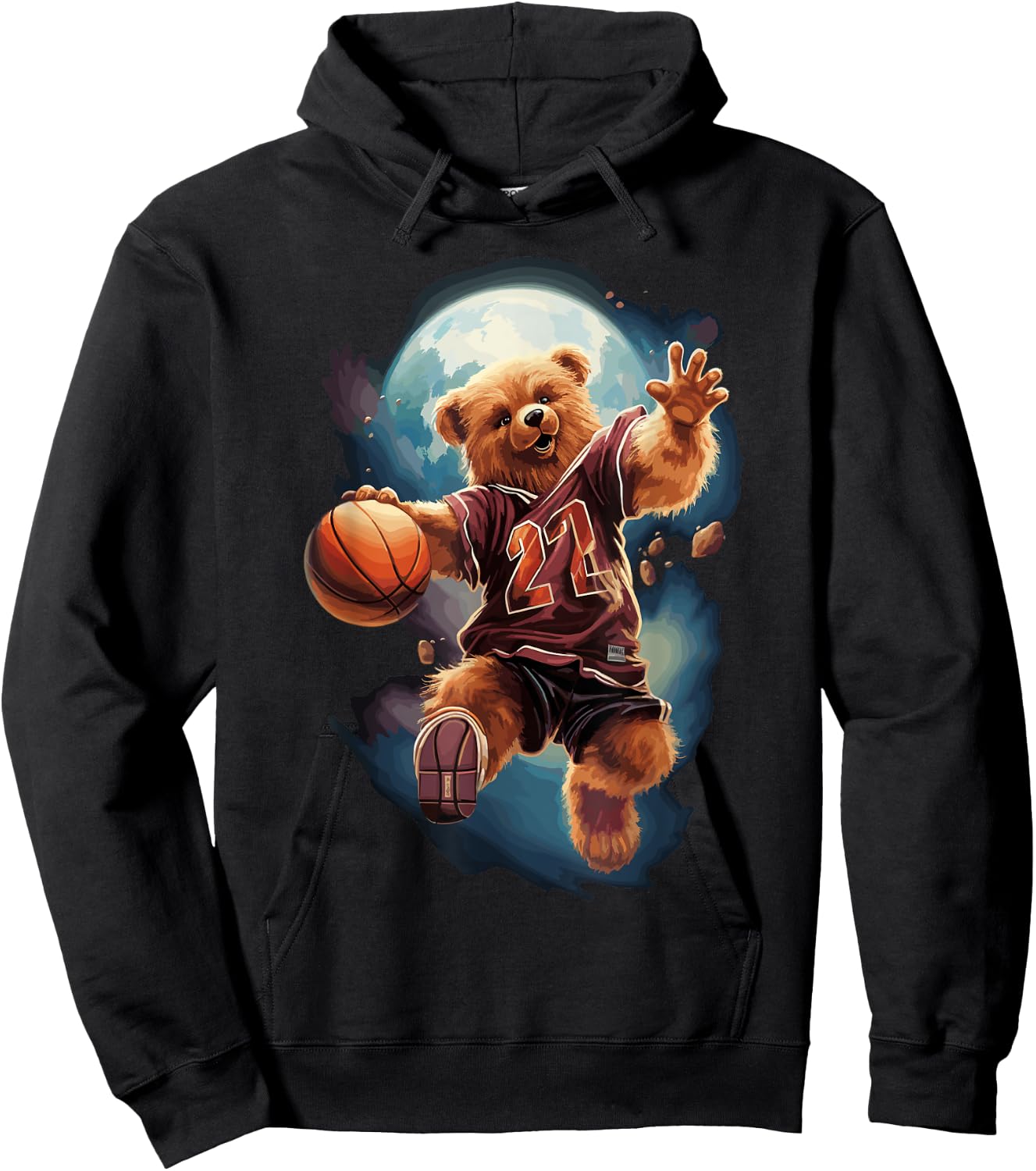 Cute teddy bear playing basketball Sport Women Kids Hoodie - Hoodie | Black