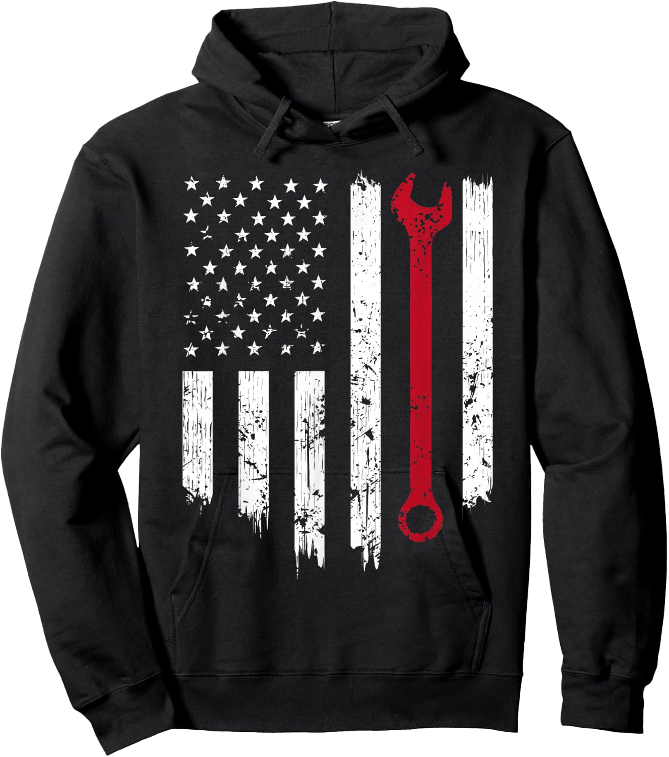 Funny Vintage Mechanic Distressed American Flag Gift Small Hoodie - Hoodie | Black
