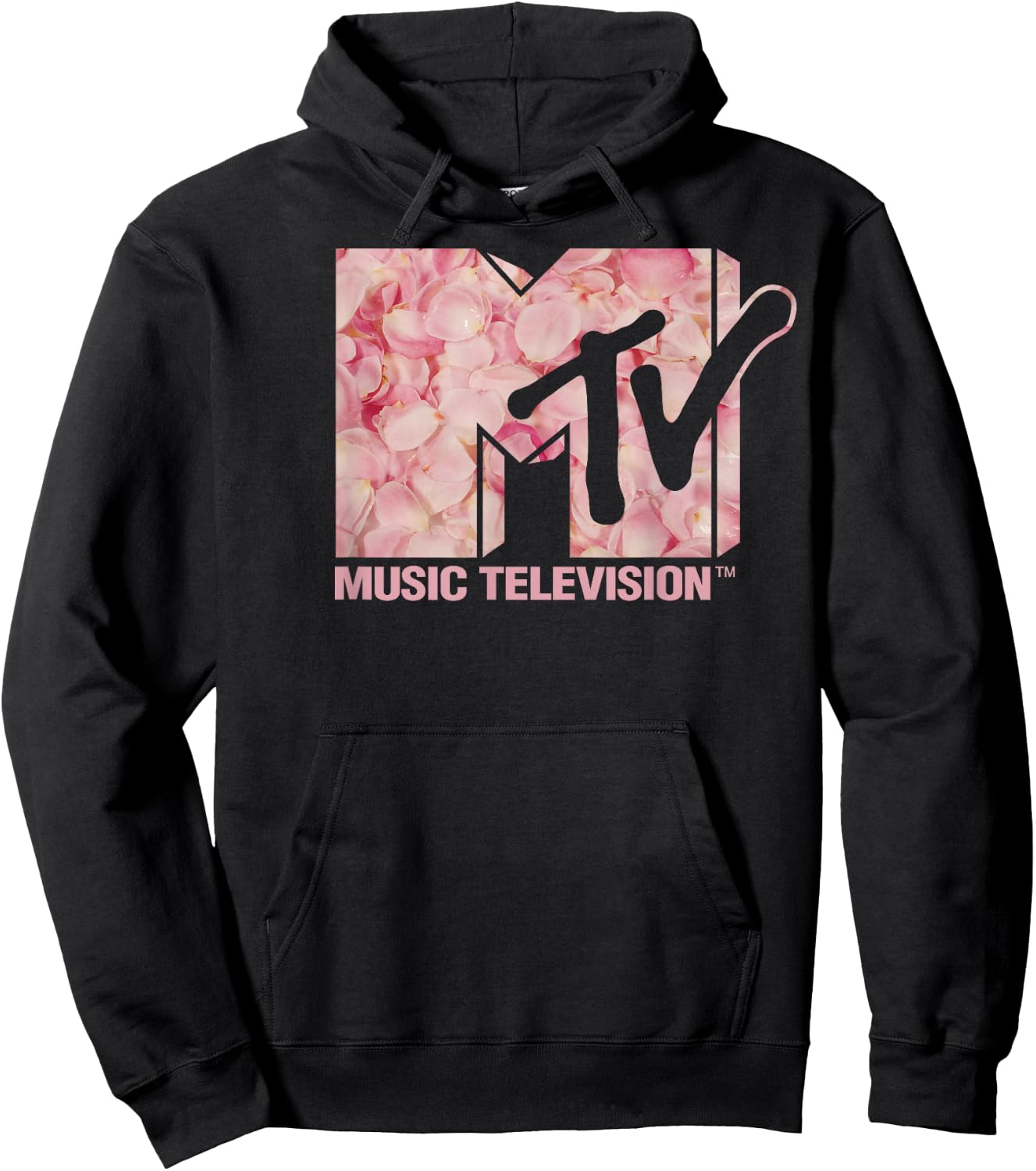 MTV Music Television Pink Rose Petal Logo Hoodie - Hoodie | Black