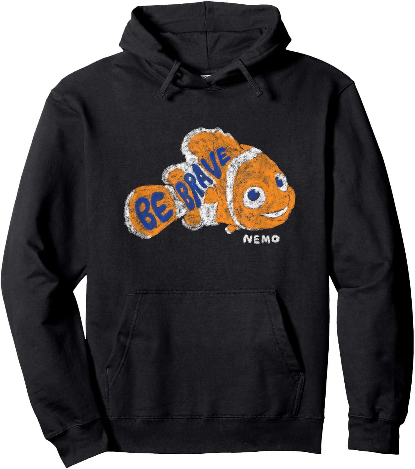 Disney Pixar Finding Nemo Be Brave Nemo Distressed Big Logo Hoodie - Hoodie | Black