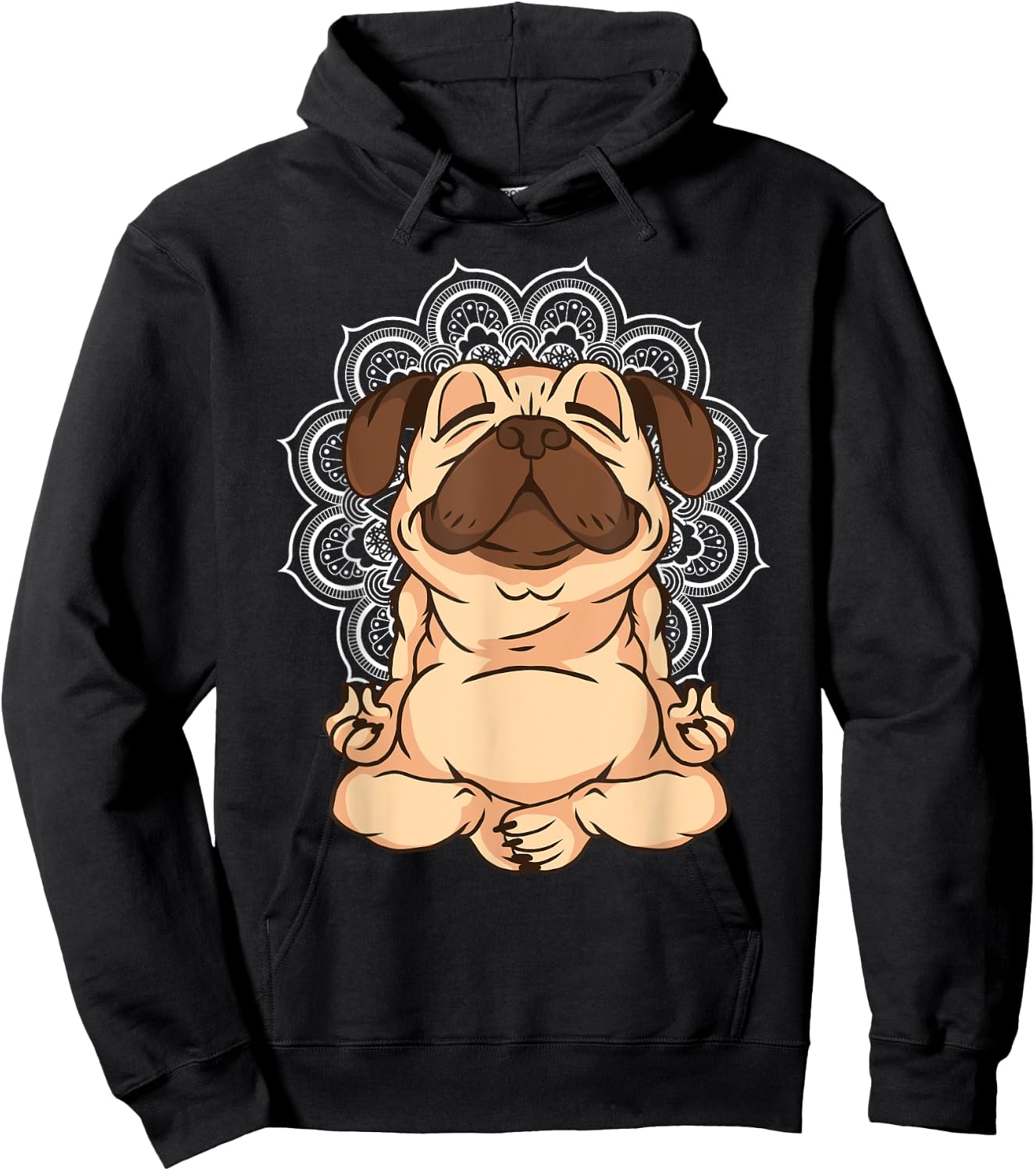 Meditation Pug Dogs Buddha Zen Yoga Teacher Pug Buddhist Women Girls Kids Hoodie - Hoodie | Black