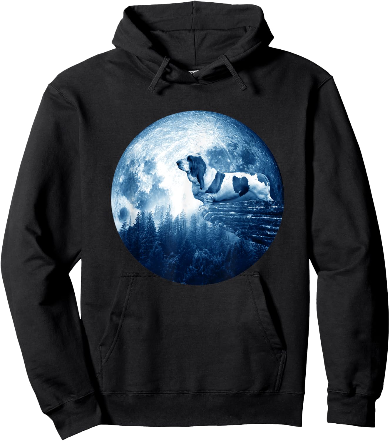 Basset Hound Dog Moon Dog Mom Dad Women Men Dog Lovers Hoodie - Hoodie | Black