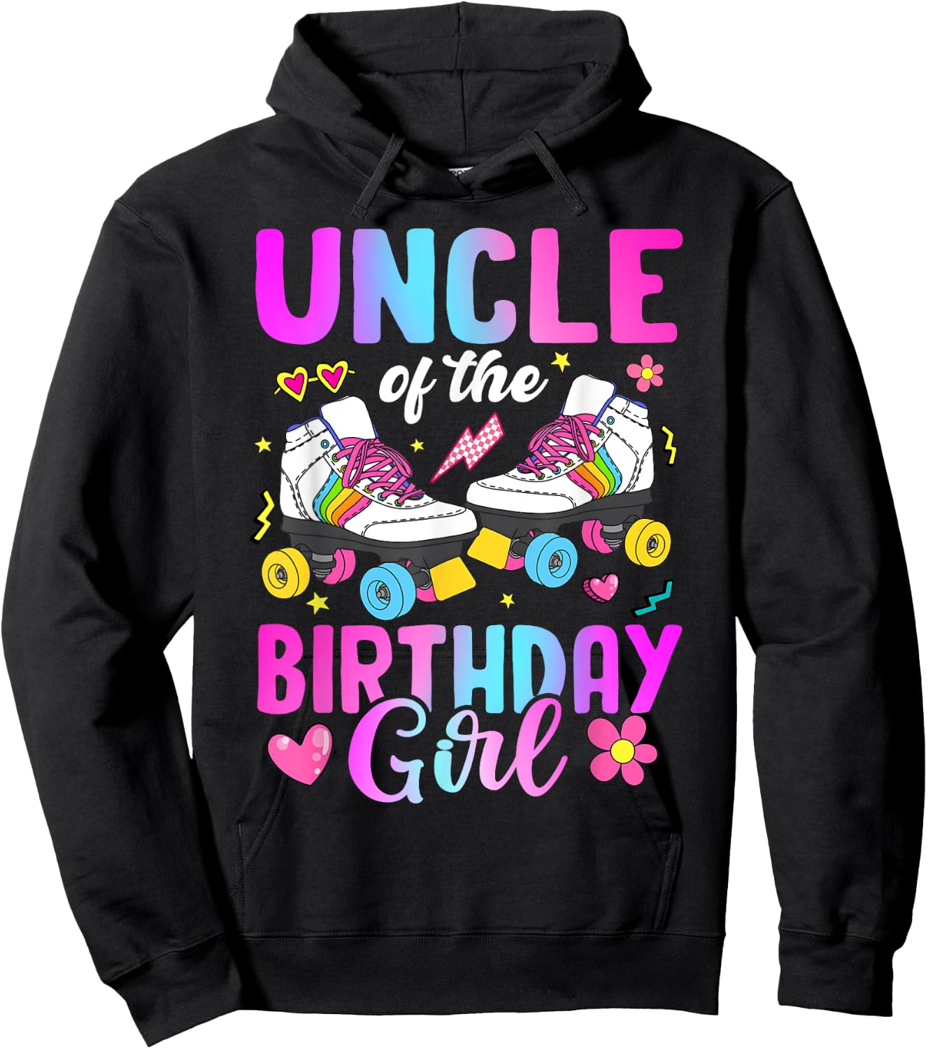 Uncle Of The Birthday Girl Rolling Skate Bday Family Hoodie - Hoodie | Black