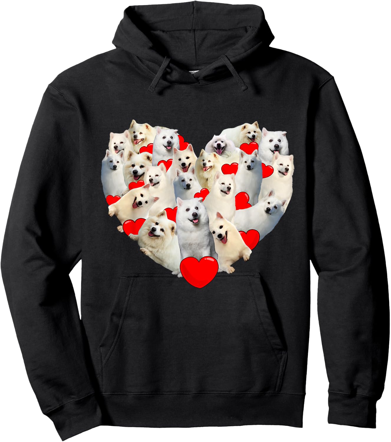 Funny Heart Love American Eskimo Valentine's Day Gift Hoodie - Hoodie | Black