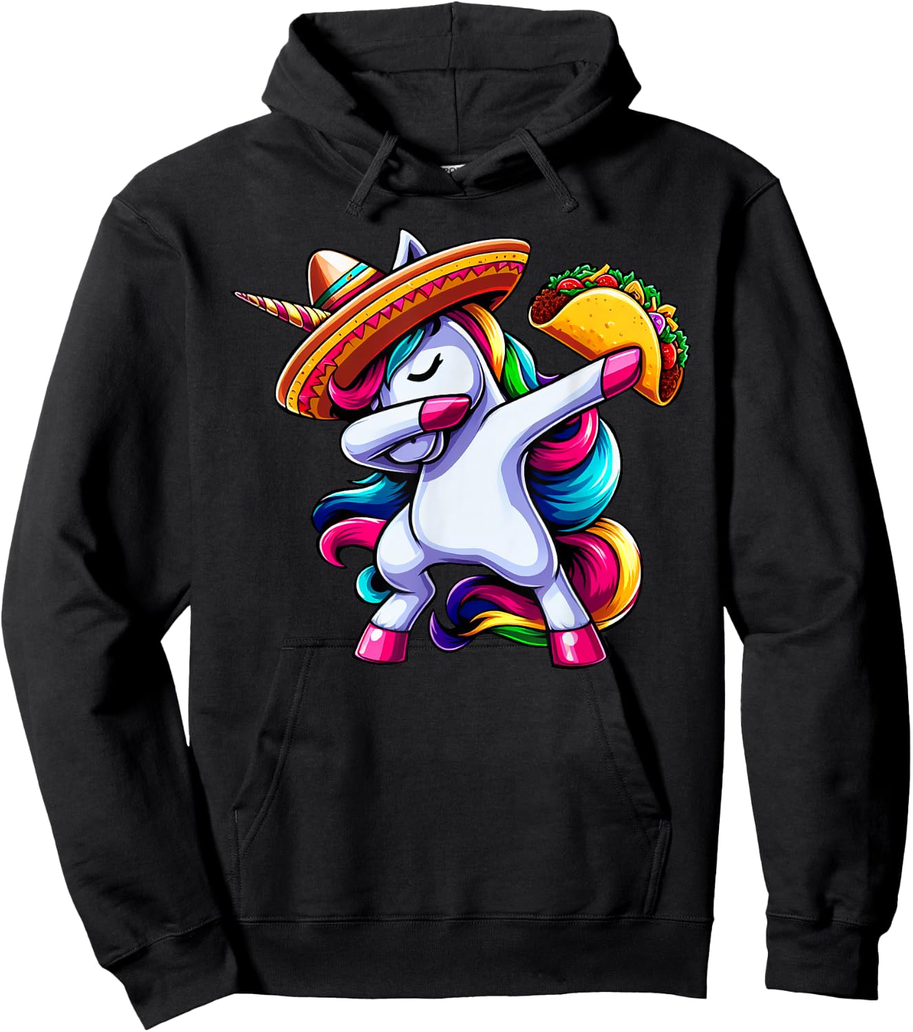 Cinco De Mayo Funny Dabbing Unicorn Sombrero Mexican Kids Hoodie - Hoodie | Black