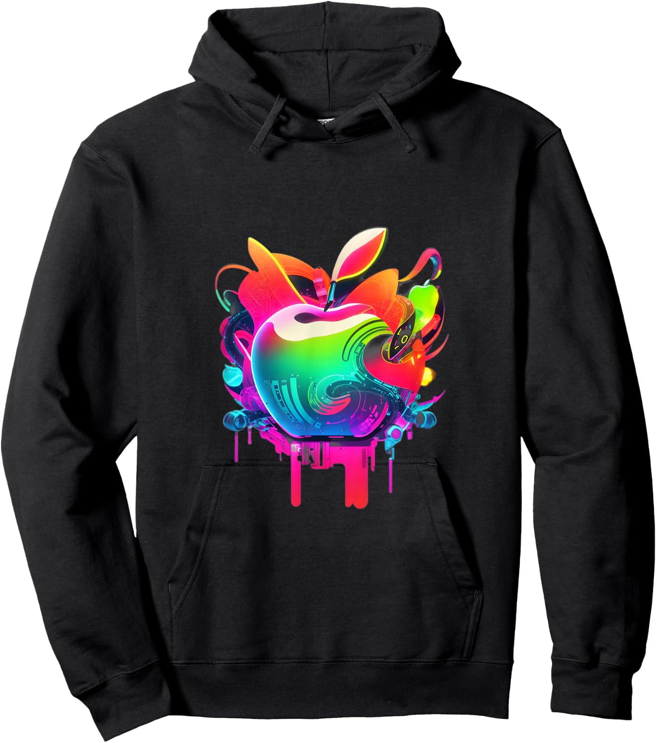 EDM Rave Festival Trippy Apple Electronic Dance Music Hoodie - Hoodie | Black
