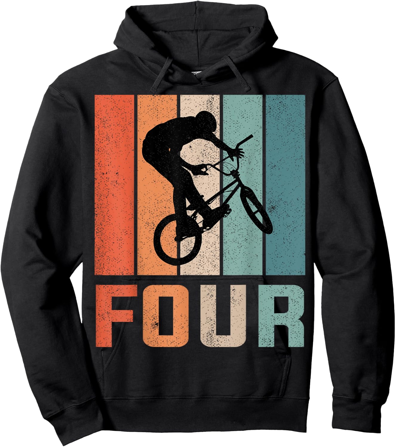4th Birthday Retro BMX Bicycle Bike Boys Kids 4 Years Old Hoodie - Hoodie | Black