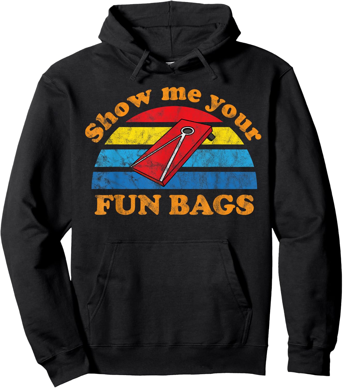 Show Me Your Fun Bags | Funny Cornhole Bean Bag Adult Humour Hoodie - Hoodie | Black