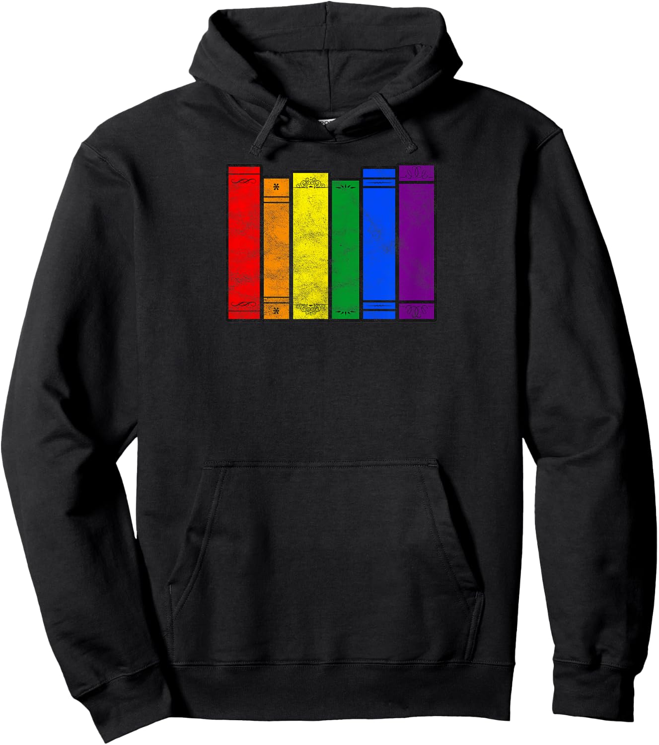 Pride Flag Books Bookish Rainbow Queer Reader Gay Writer Hoodie - Hoodie | Black