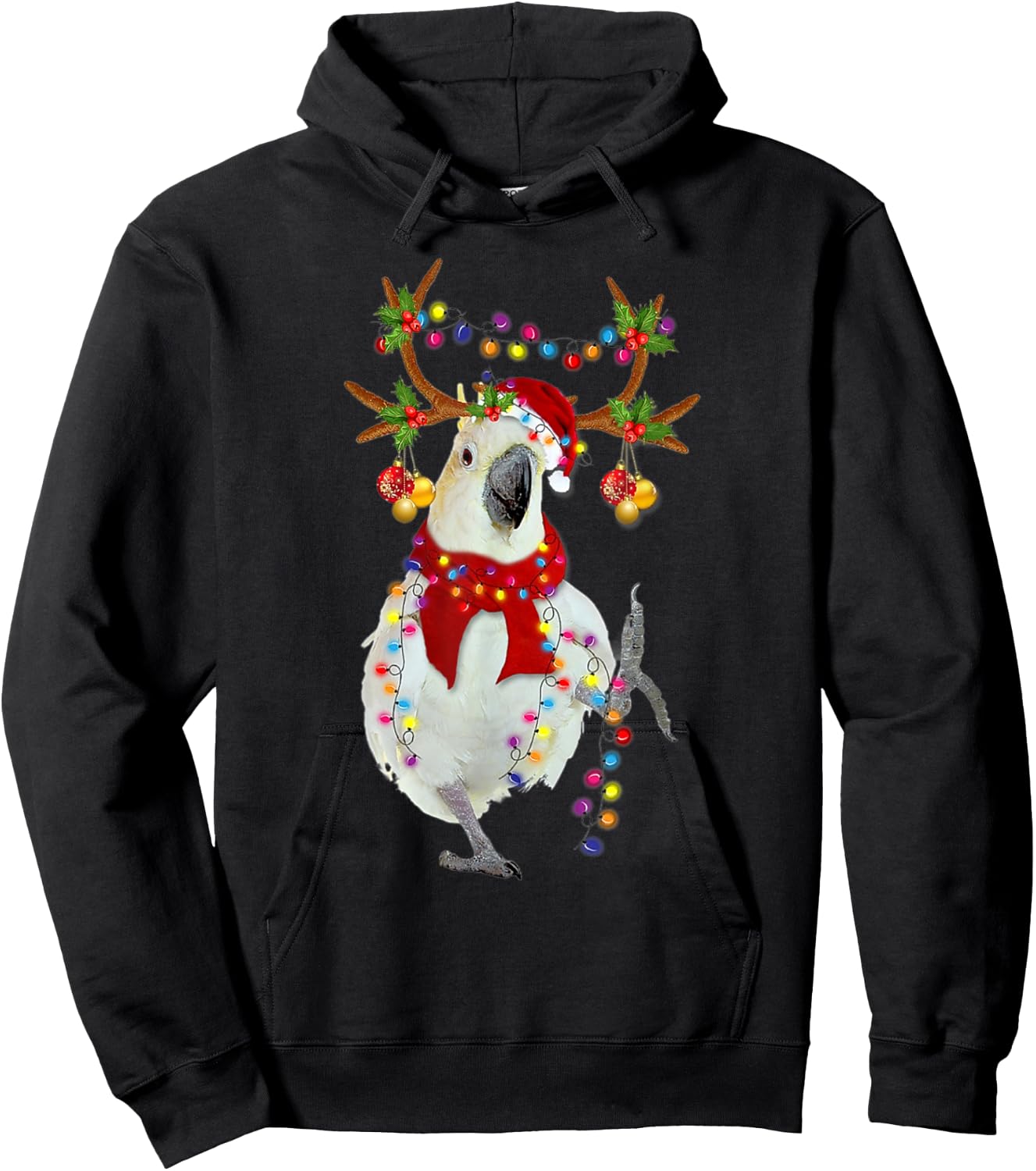 Cockatoo Gorgeous Reindeer Christmas Tree Light Xmas Hoodie - Hoodie | Black