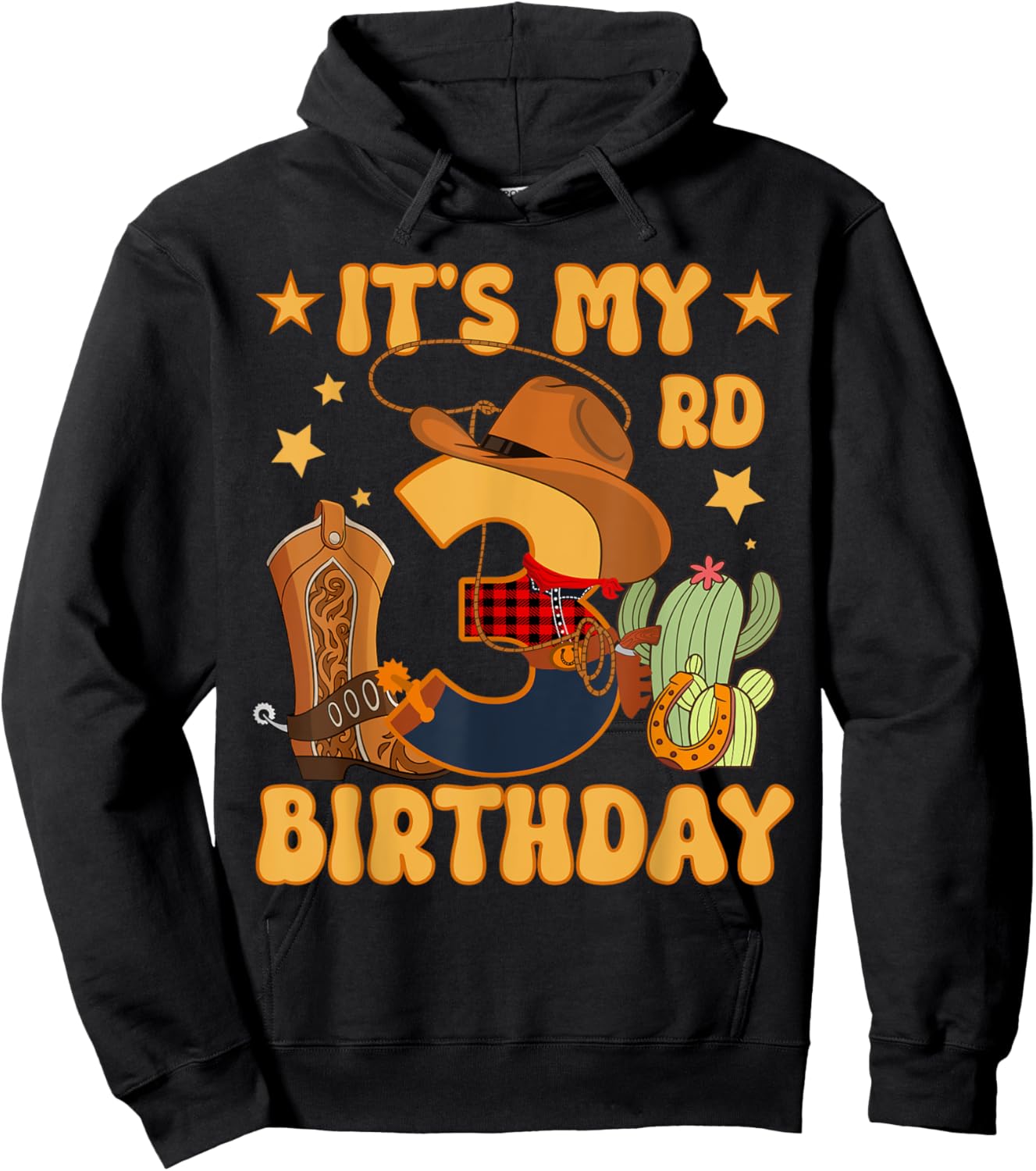 It's My 3rd Birthday Cowboy Rodeo Horse 3 Year Old Bday Boy Hoodie - Hoodie | Black