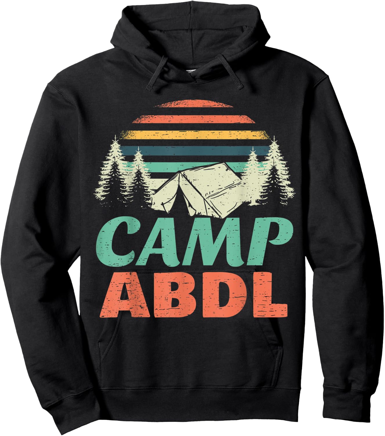 Retro Camp ABDL Vintage Style Camper Discreet Design AB DL Hoodie - Hoodie | Black