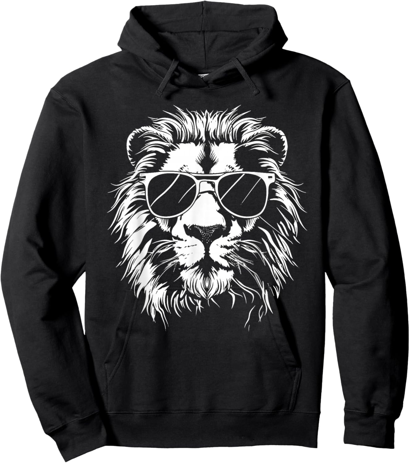 Lion Sunglasses Graphic Hoodie - Hoodie | Black