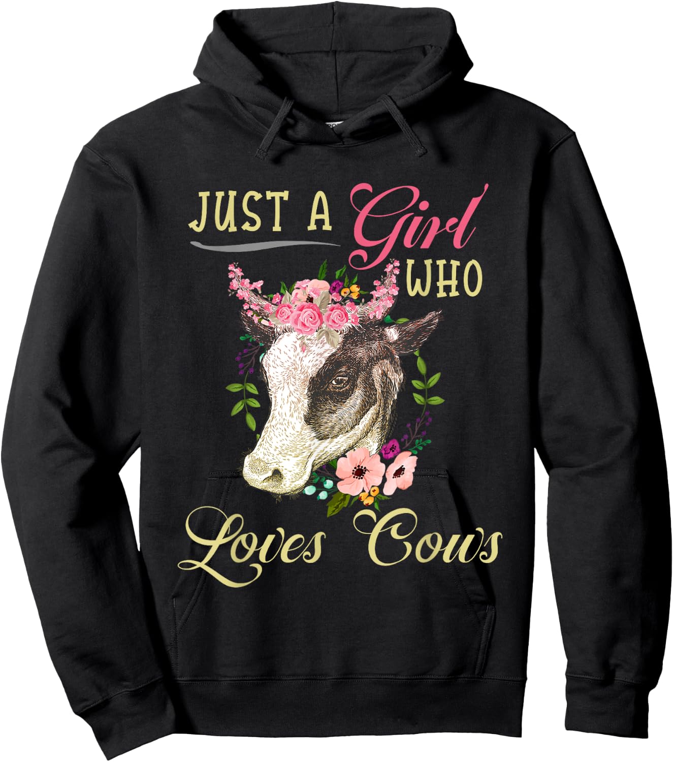 Funny Just a Girl Who Loves Cows Girls, Women and Cow Owners Hoodie - Hoodie | Black