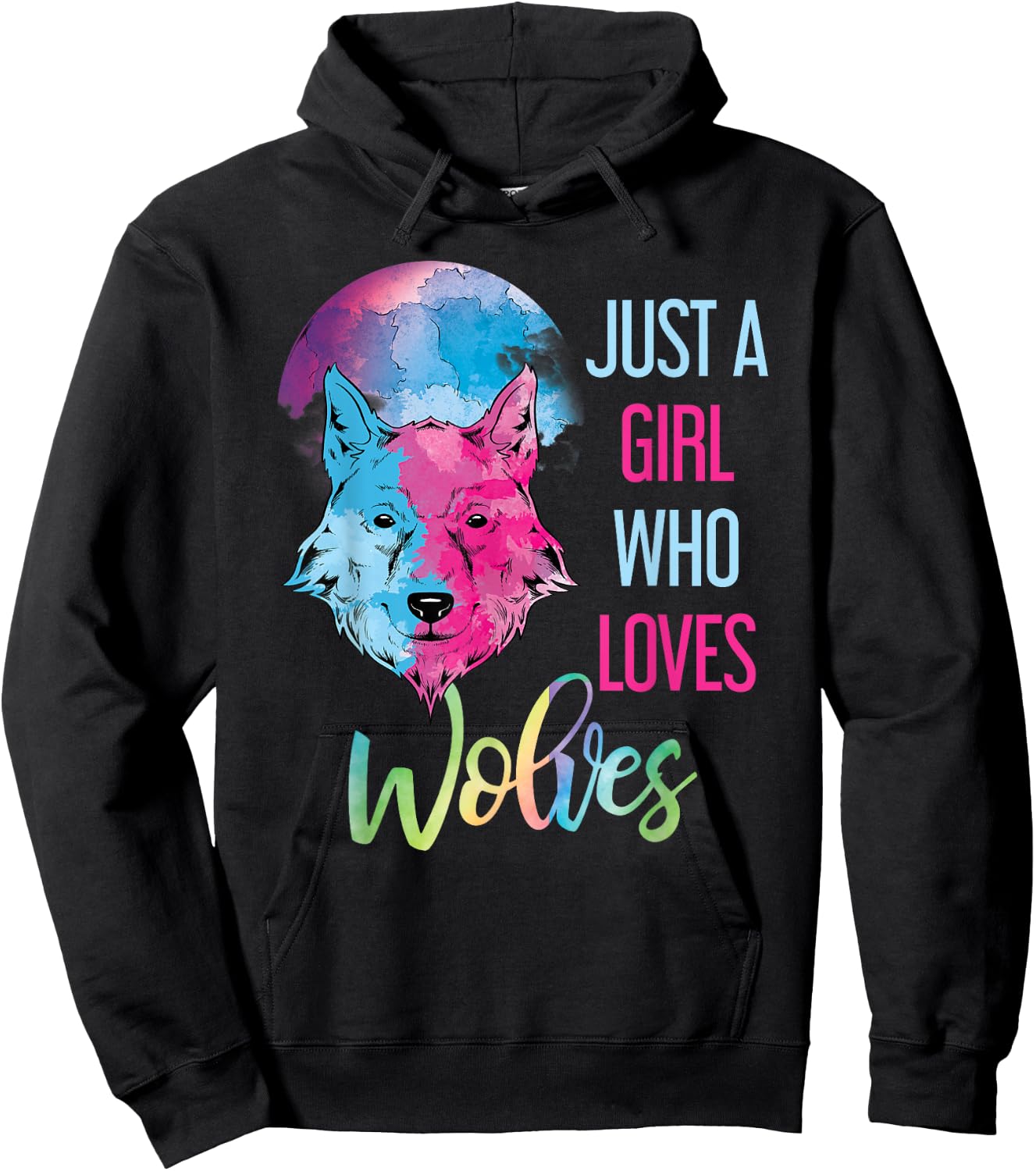 Just A Girl Who Loves Wolves Wild Animal Girls Gift Wolf Hoodie - Hoodie | Black