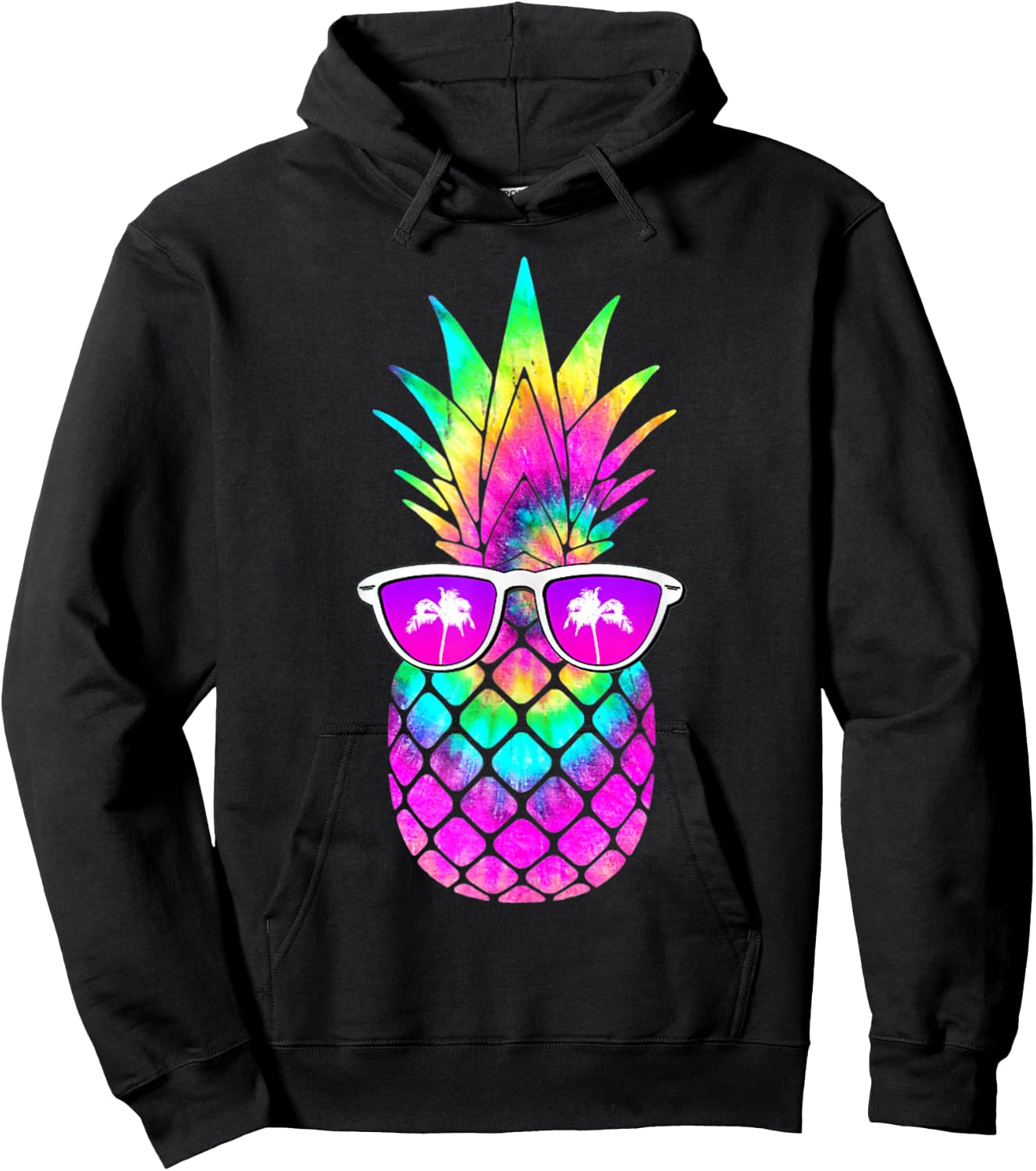 Summer Tie Dye Pineapple Sunglasses Tropical Fruit Lover Hoodie - Hoodie | Black