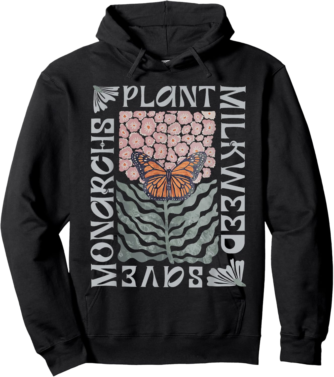 Save The Monarchs Plant Some Milkweed Butterfly Hoodie - Hoodie | Black
