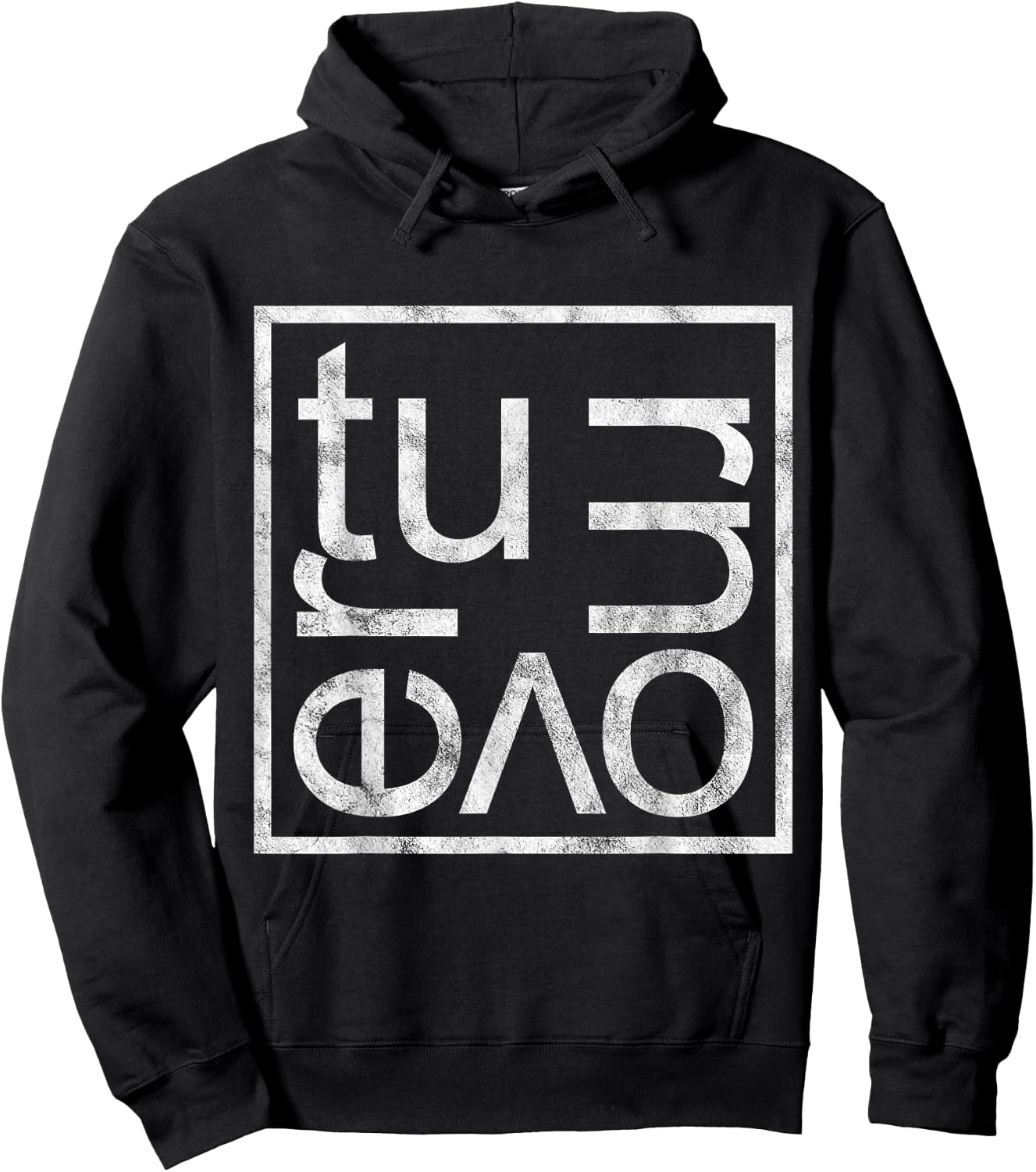 Turnover Box Style Logo Minimalist Hoodie - Hoodie | Black