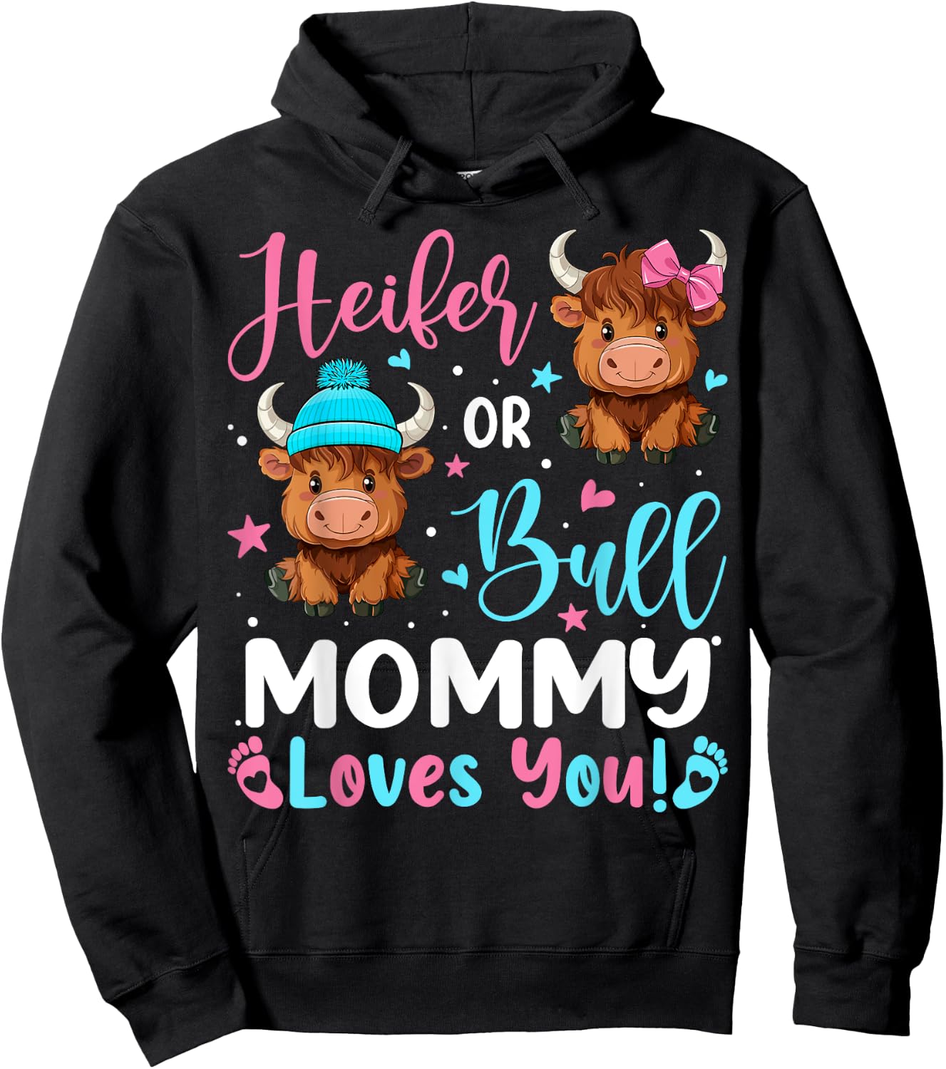 Bull or Heifer Mommy Loves You Highland Cow Lover Hoodie - Hoodie | Black