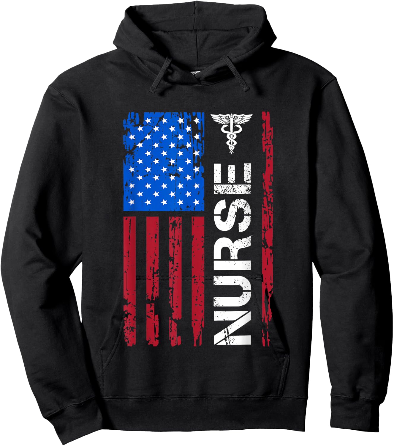 Patriotic Nurse 4th Of July American Flag Independence Day Hoodie - Hoodie | Black