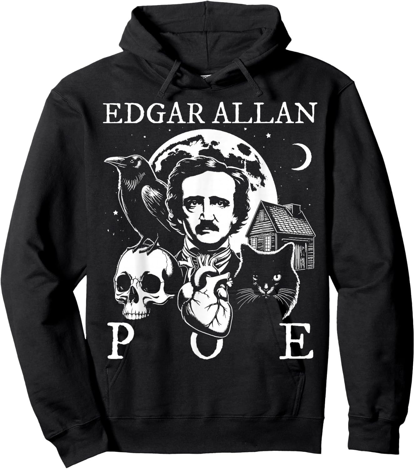 Edgar Allan Poe Poems Quotes Raven Literature Hoodie - Hoodie | Black