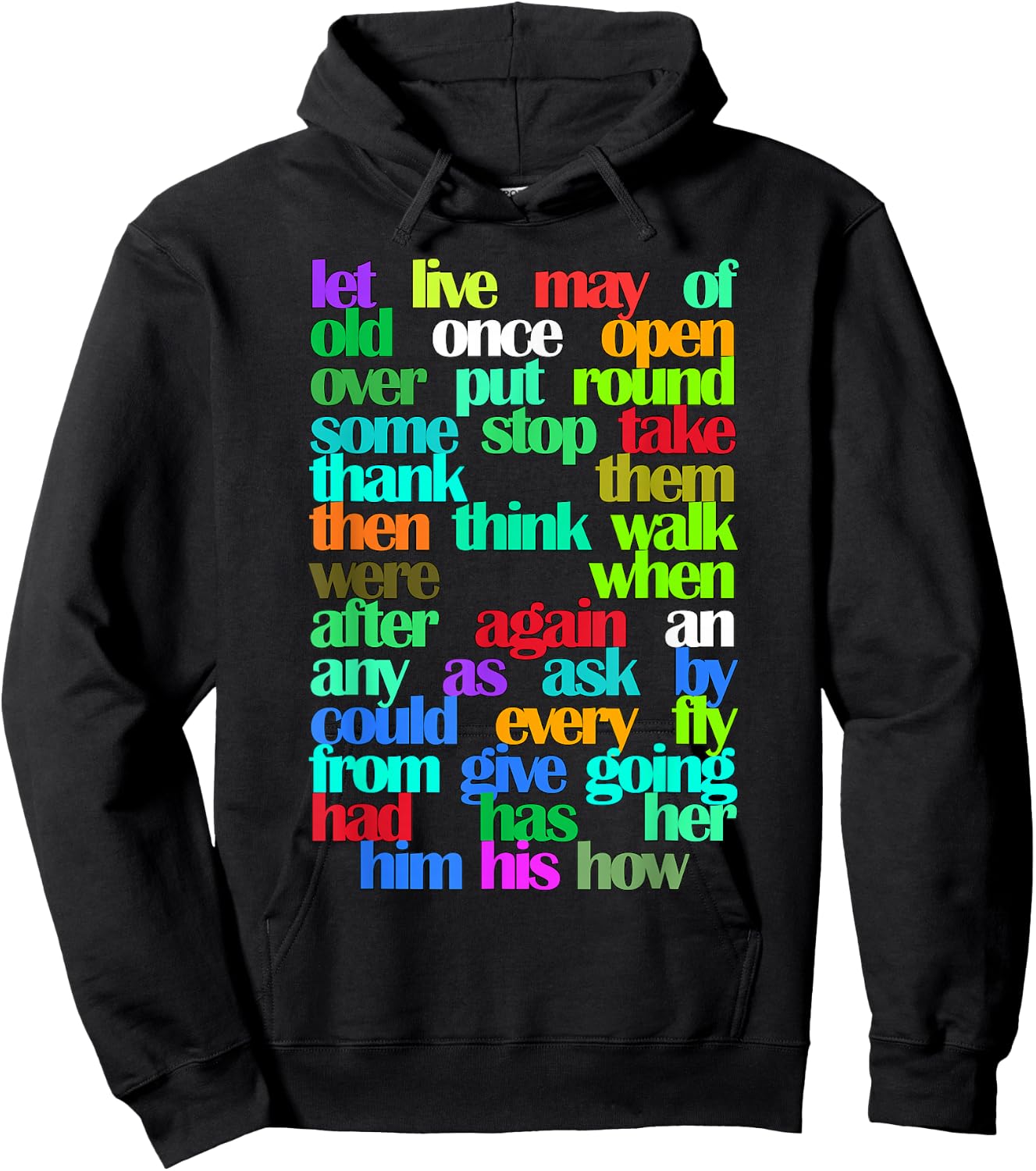 Sight Words First grade Colorful Educational Hoodie - Hoodie | Black