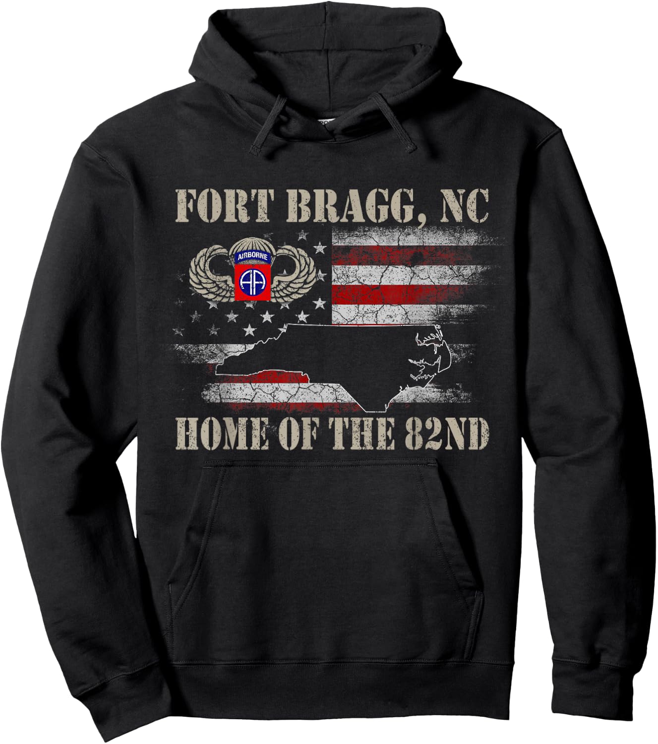 Fort Bragg NC Home of The 82nd Airborne , Veterans Day Hoodie - Hoodie | Black