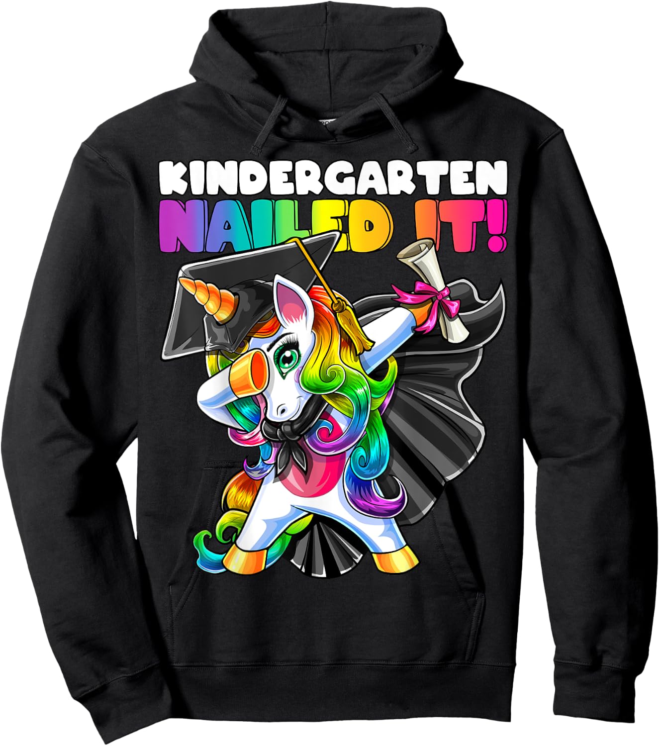 Dabbing Unicorn Kindergarten Graduation Cap Gown Gift Girls Hoodie - Hoodie | Black