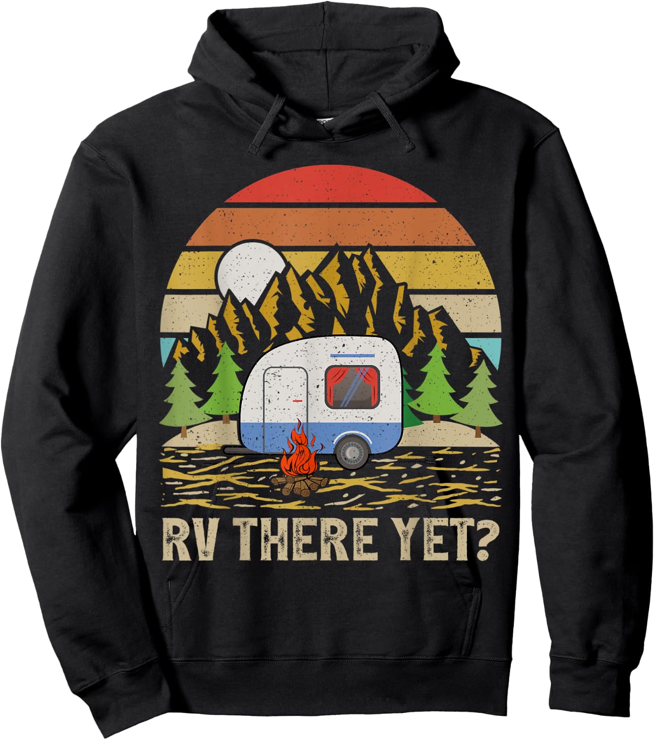Vintage Mountain RV There Yet Retro Camper Hoodie - Hoodie | Black