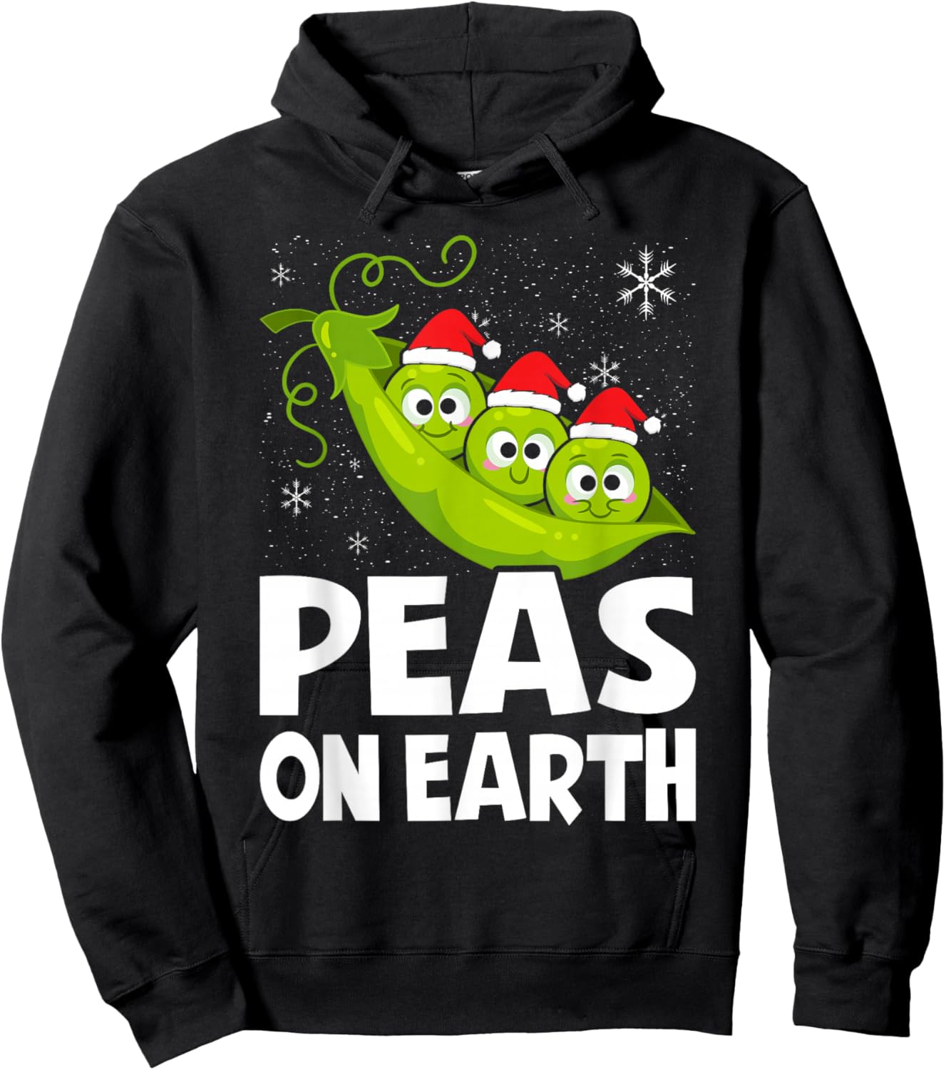 Christmas Pun Lover Peas on Earth World Peace Vegan Hoodie - Hoodie | Black