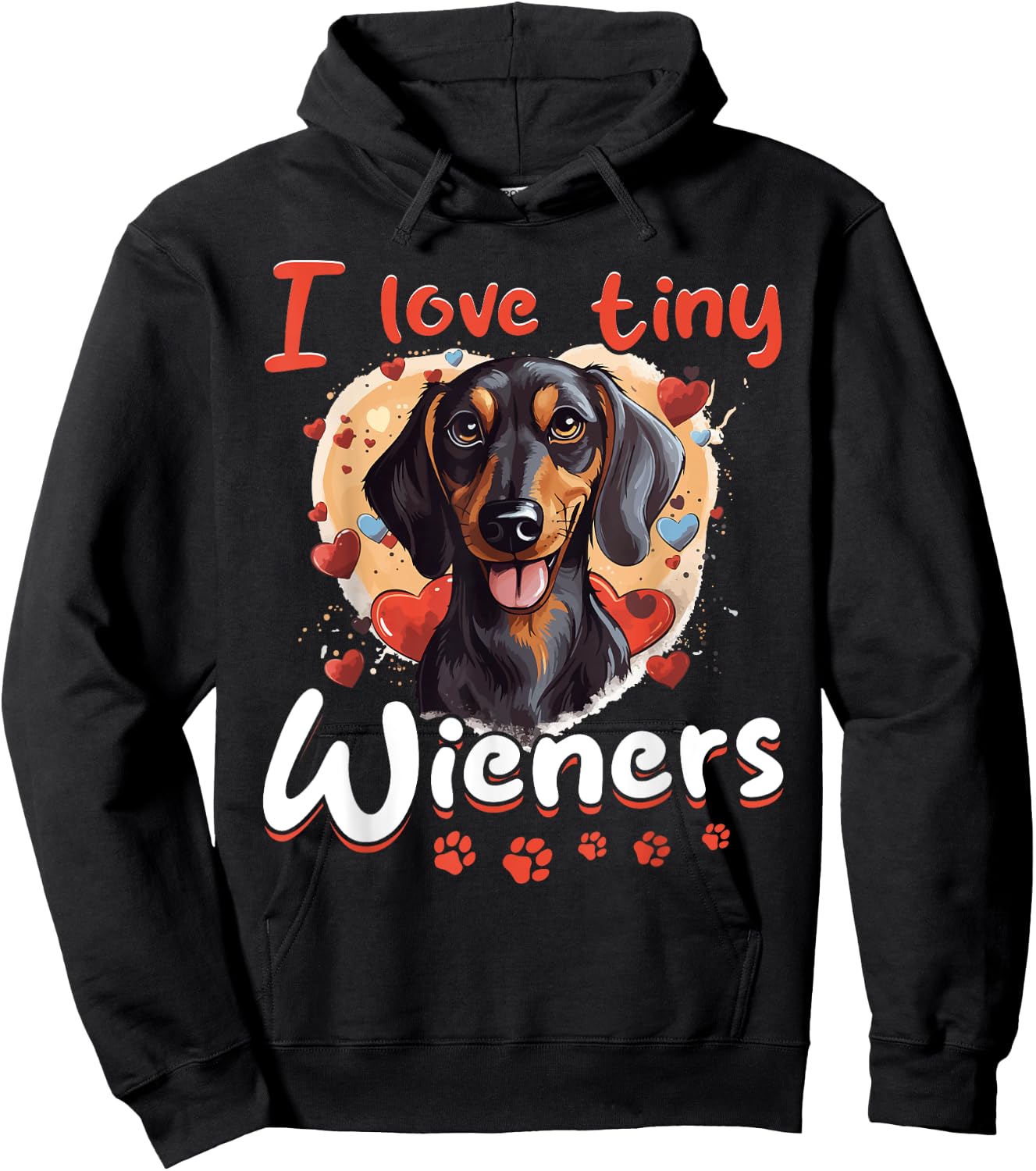 Dachshund wiener sausage dog I Love tiny Wieners Hoodie - Hoodie | Black