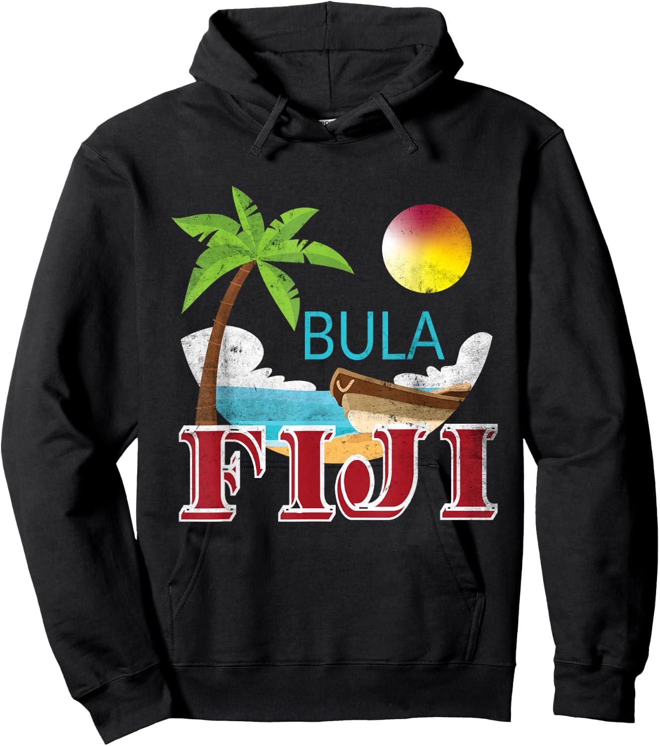 Tourist and Native Fiji Bula Vintage Grunge Vacation Shirt Hoodie - Hoodie | Black