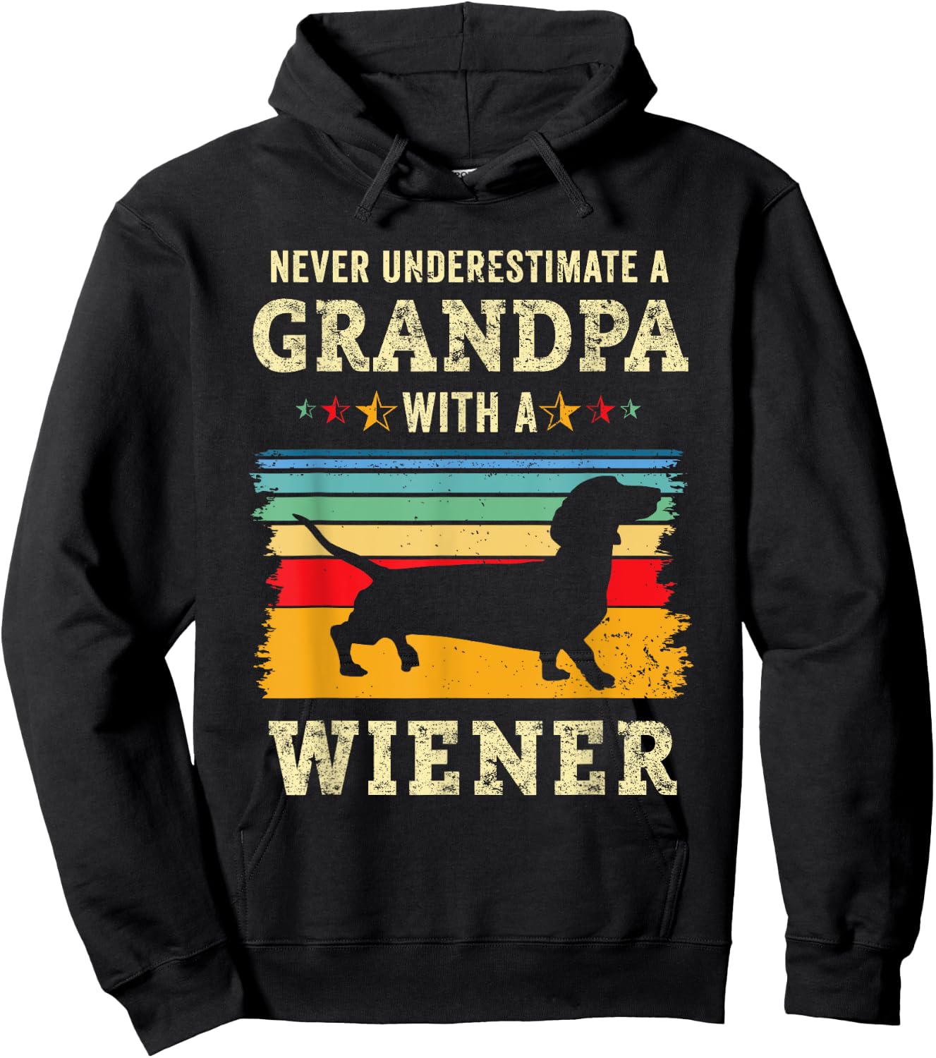 Funny Wiener Dog Grandpa Humor Dachshund Grandfather Doxie Hoodie - Hoodie | Black
