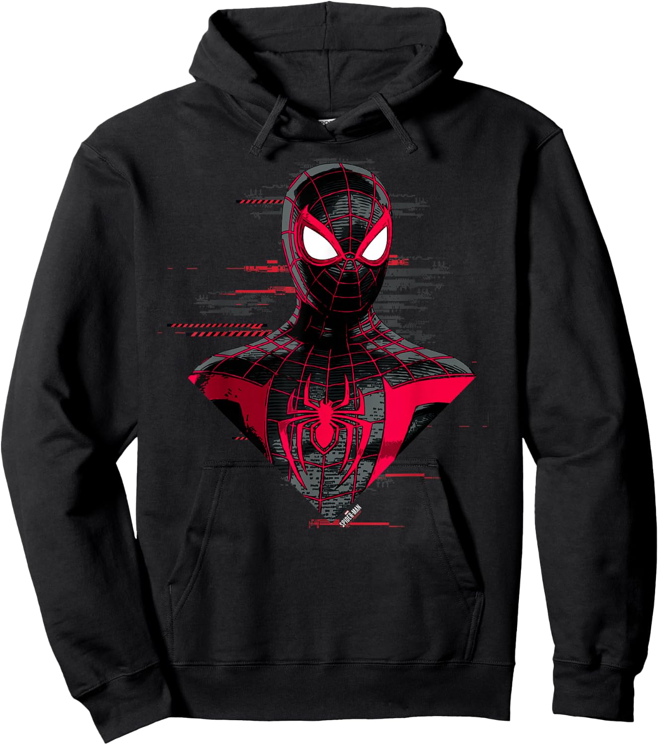 Marvel Spider-Man: Miles Morales Glitch Big Face Hoodie - Hoodie | Black