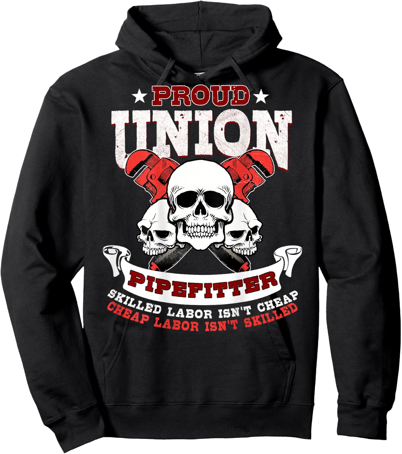 Pipefitter Plumber Steamfitter Image On Back Of Shirt Hoodie - Hoodie | Black