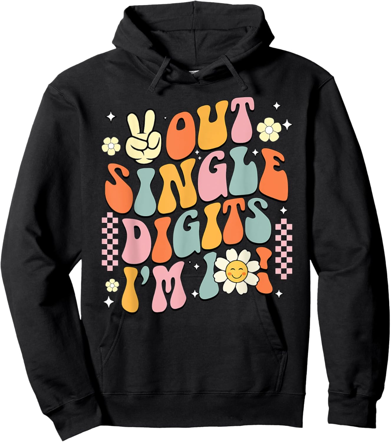 10Th Birthday Peace Out Single Digit Party 10 Year Old Hoodie - Hoodie | Black