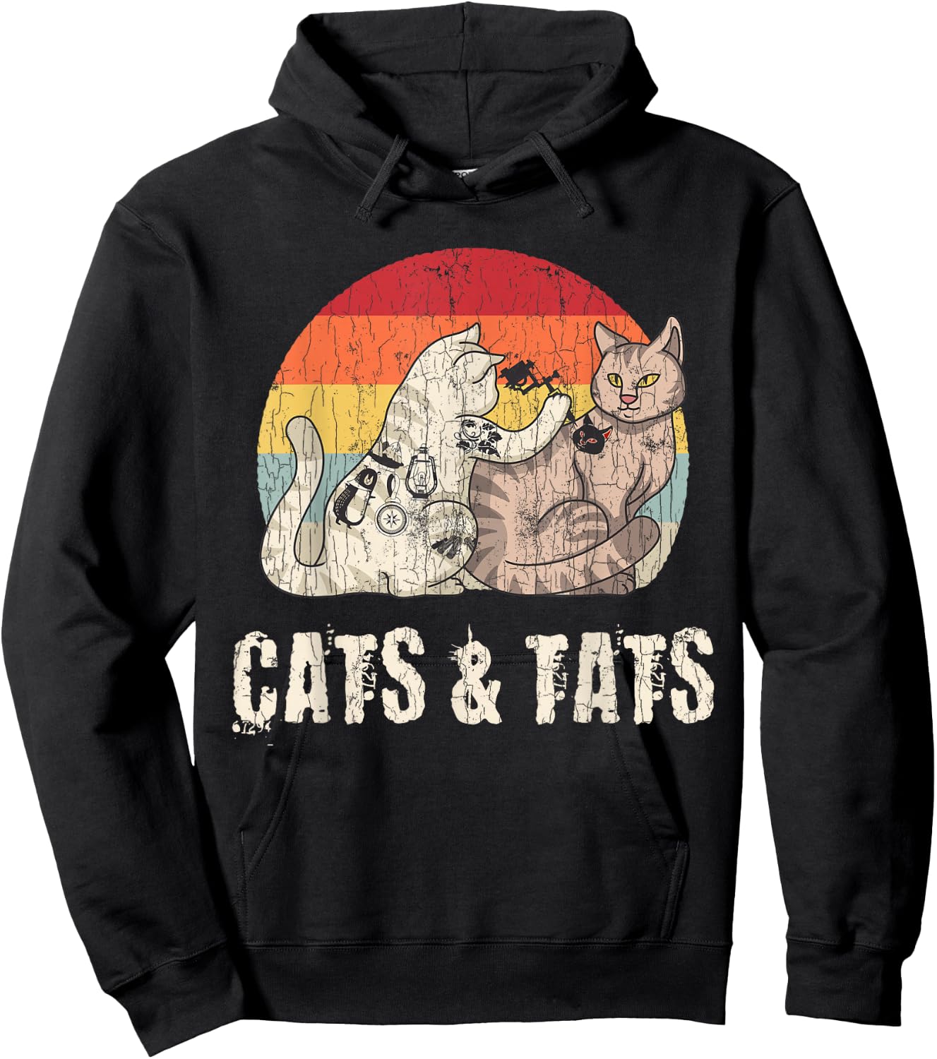 Cats and Tats Tattoo Cute Funny Gift Hoodie - Hoodie | Black