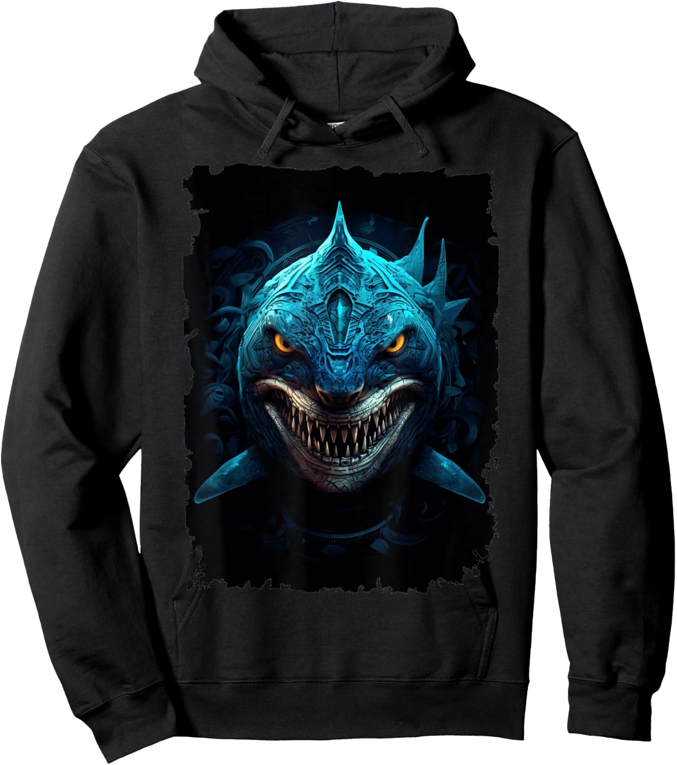 Great White Shark - Surfer Graphic Hoodie - Hoodie | Black