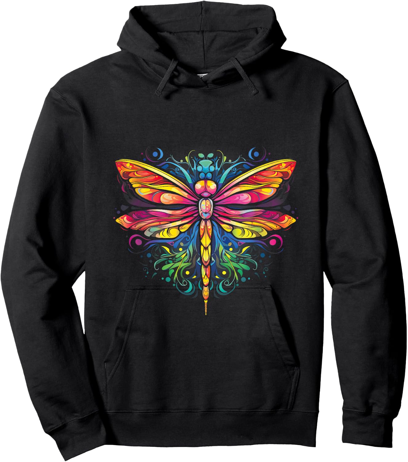 Dragonfly Colorful Dragonflies Hippie 70s Peace Hoodie - Hoodie | Black