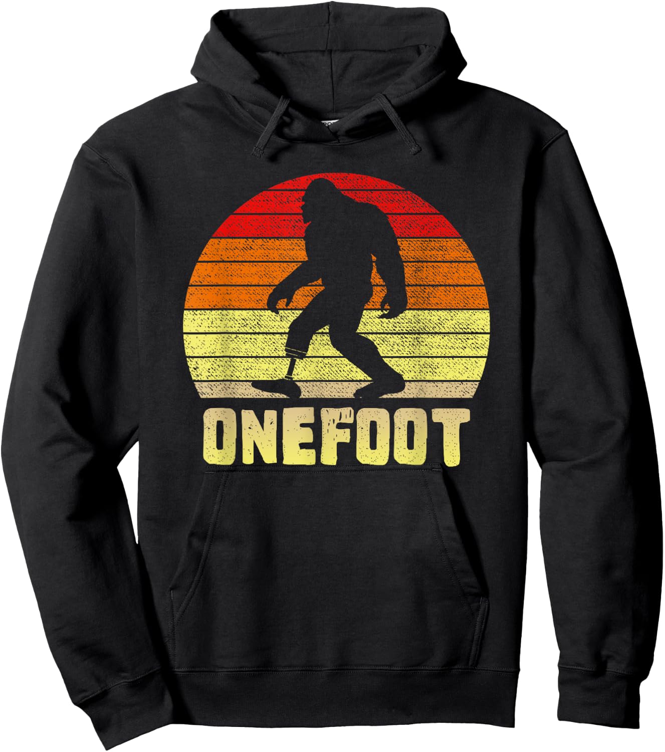 Onefoot Leg Amputee Recovery | One Foot Bigfoot Funny Sunset Hoodie - Hoodie | Black