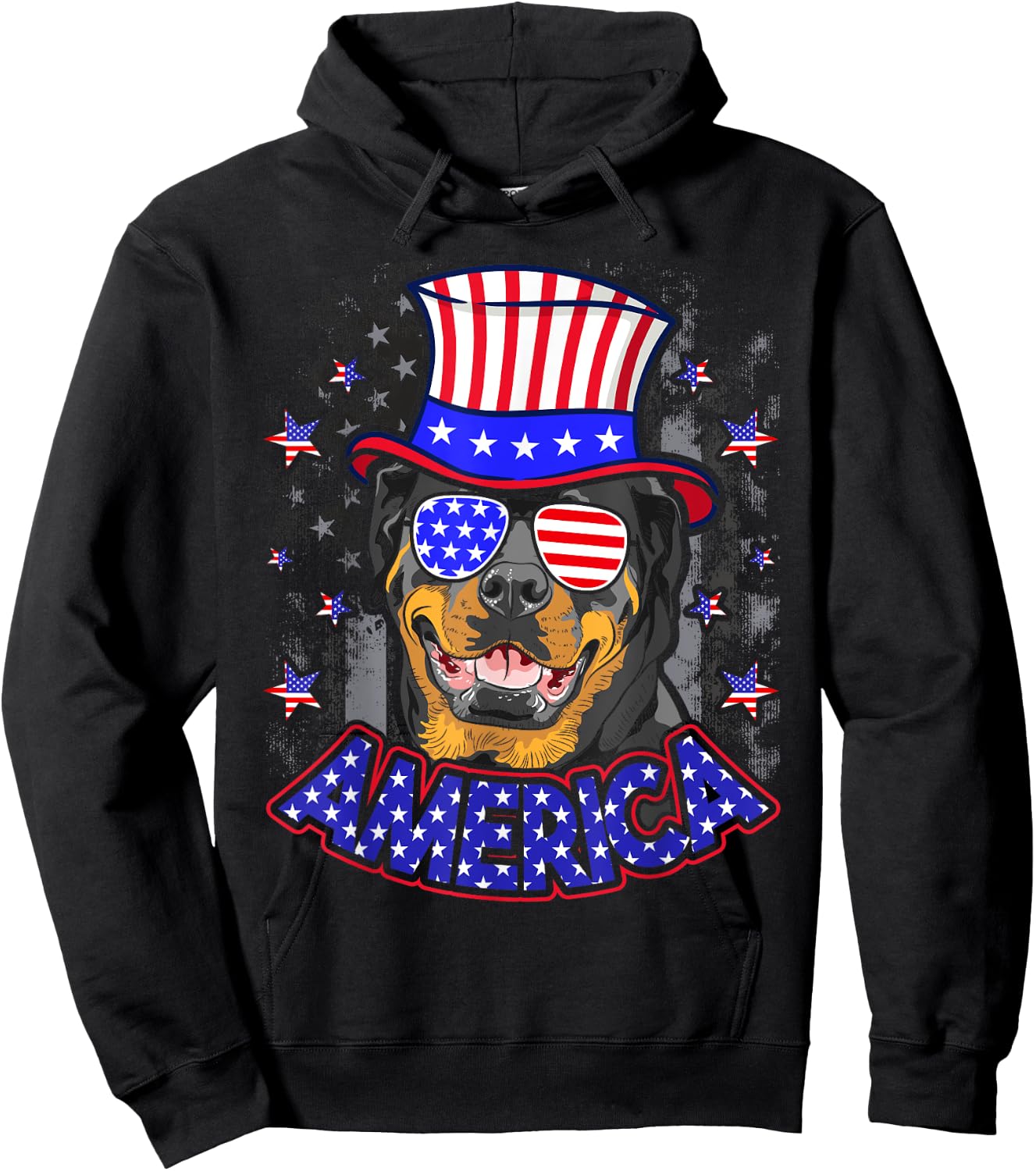 Rottweiler American USA Flag 4th of July Hoodie - Hoodie | Black