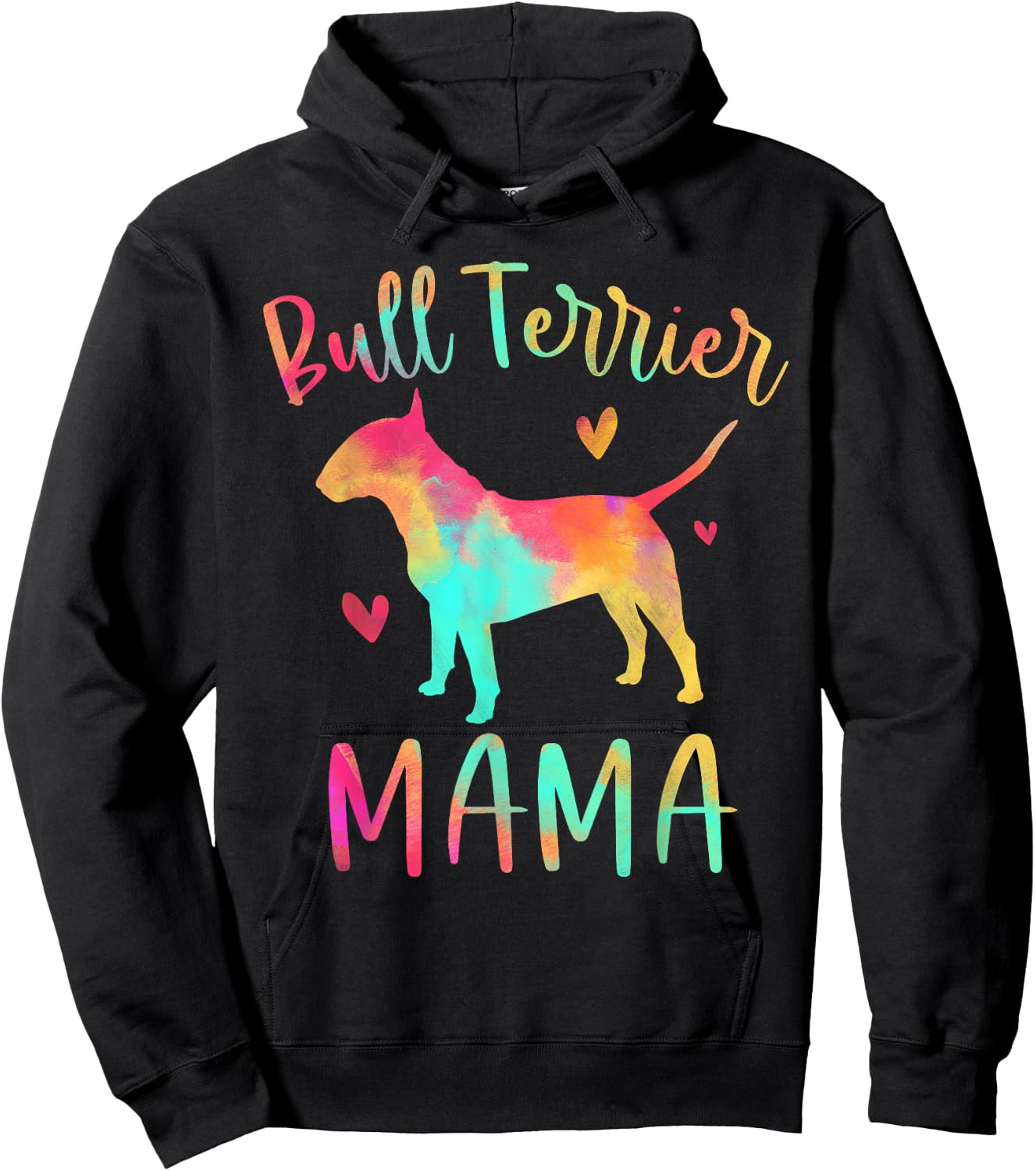 Bull Terrier Mama Colorful Bully Gifts Dog Mom Women Girls Kids Hoodie - Hoodie | Black