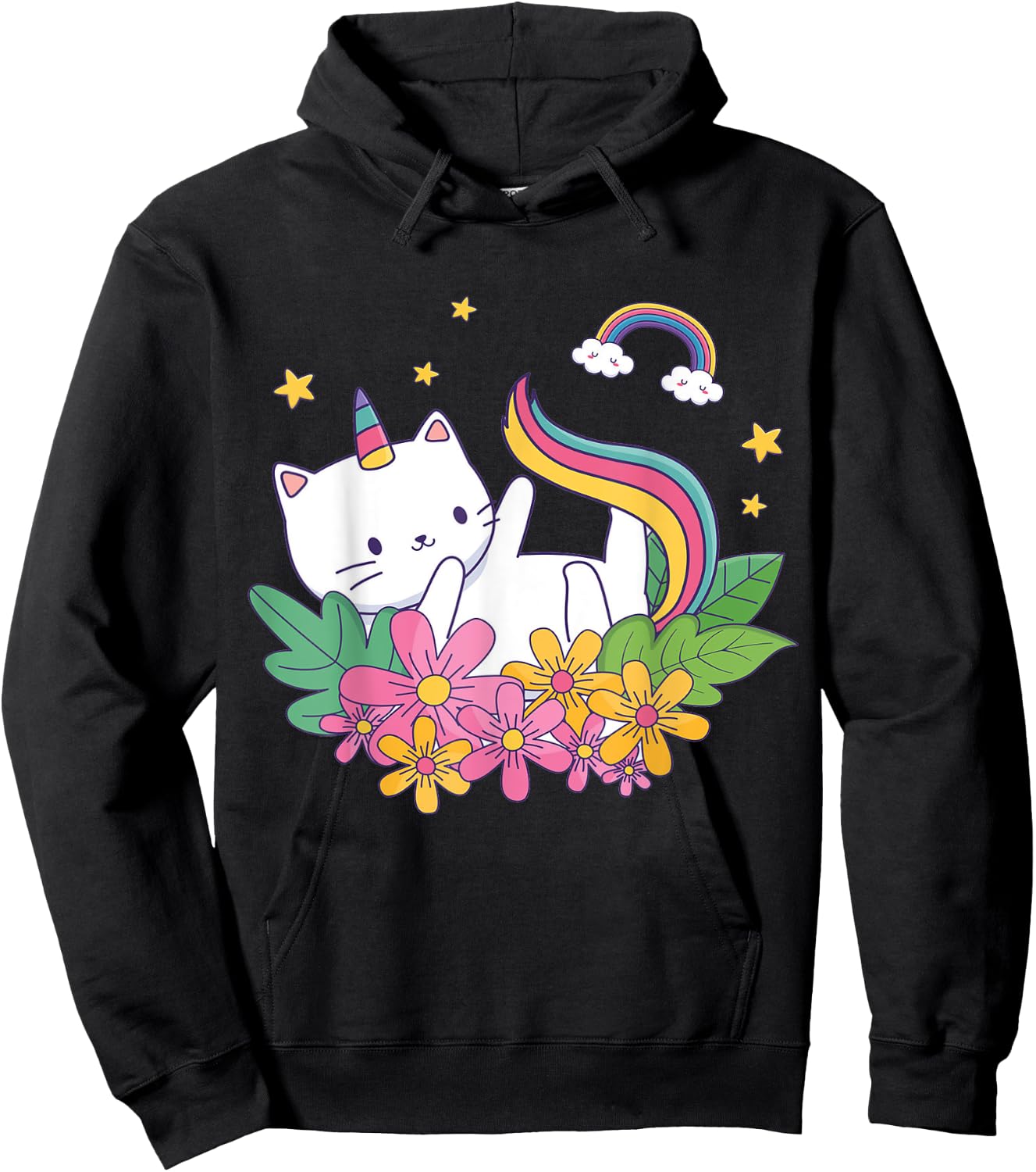 Meowgical Caticorn- Cat Unicorn Girls Women Kittycorn Hoodie - Hoodie | Black