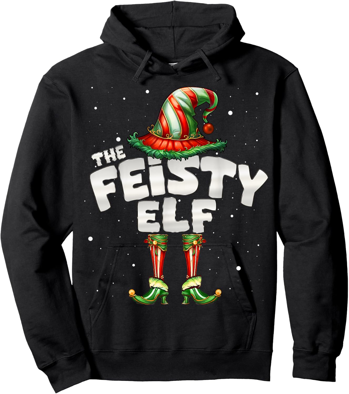 I'm The Feisty Elf Family Matching Group Christmas Hoodie - Hoodie | Black