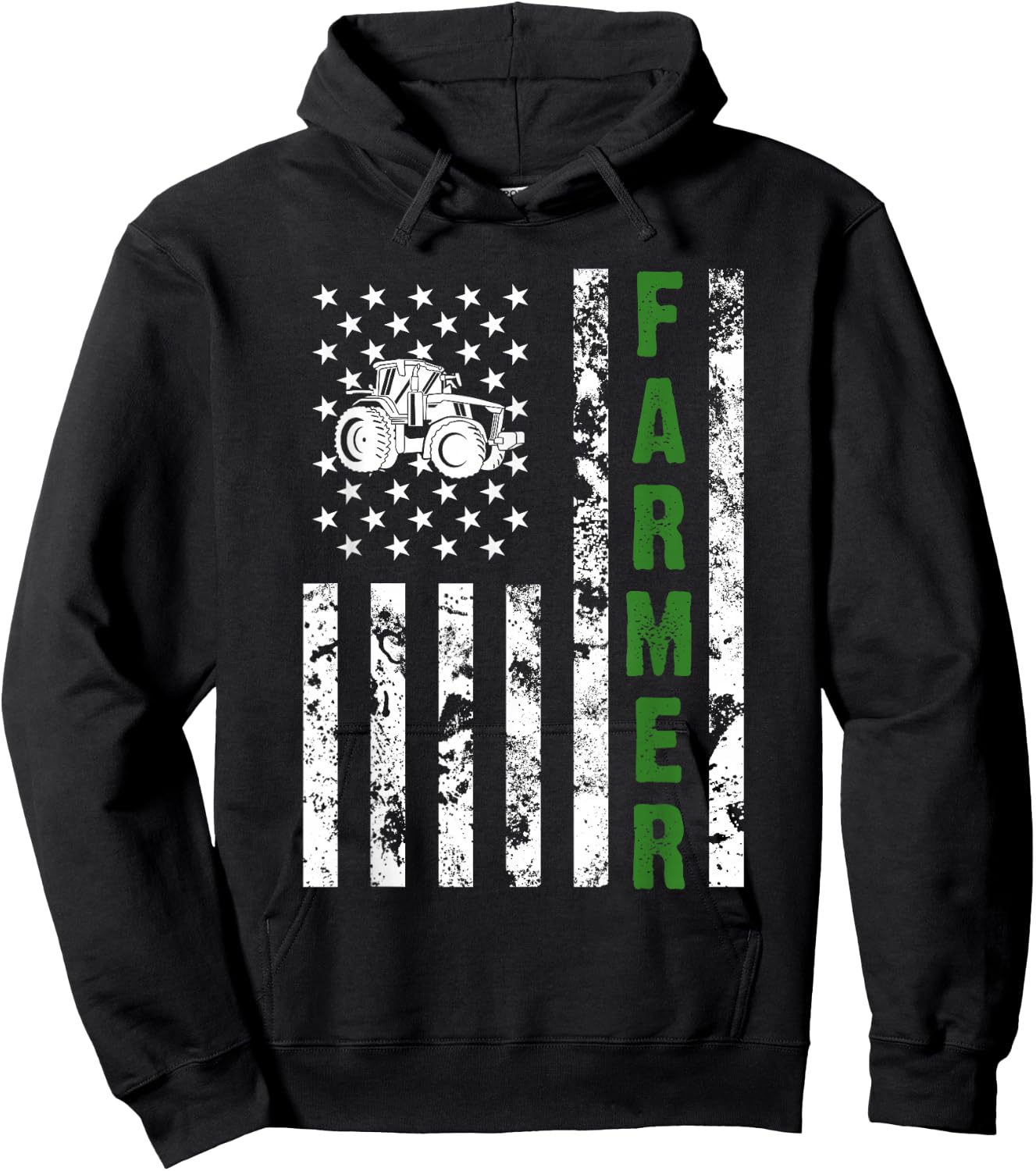 Flag with Tractor - Patriotic Farmer & Farming Gift Small Hoodie - Hoodie | Black