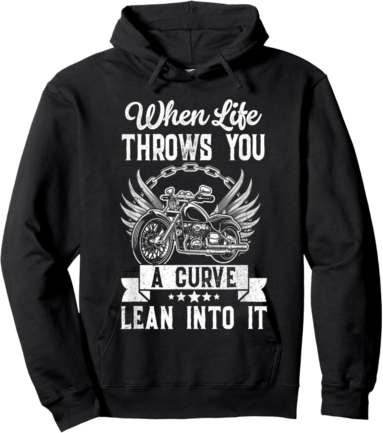 Motorcycle Biker When Life Throws You A Curve Lean Into It Hoodie - Hoodie | Black