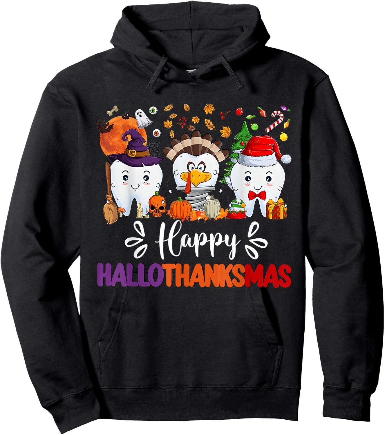 Happy HalloThanksMas Dental Boo Crew Dentist Assistant Hoodie - Hoodie | Black